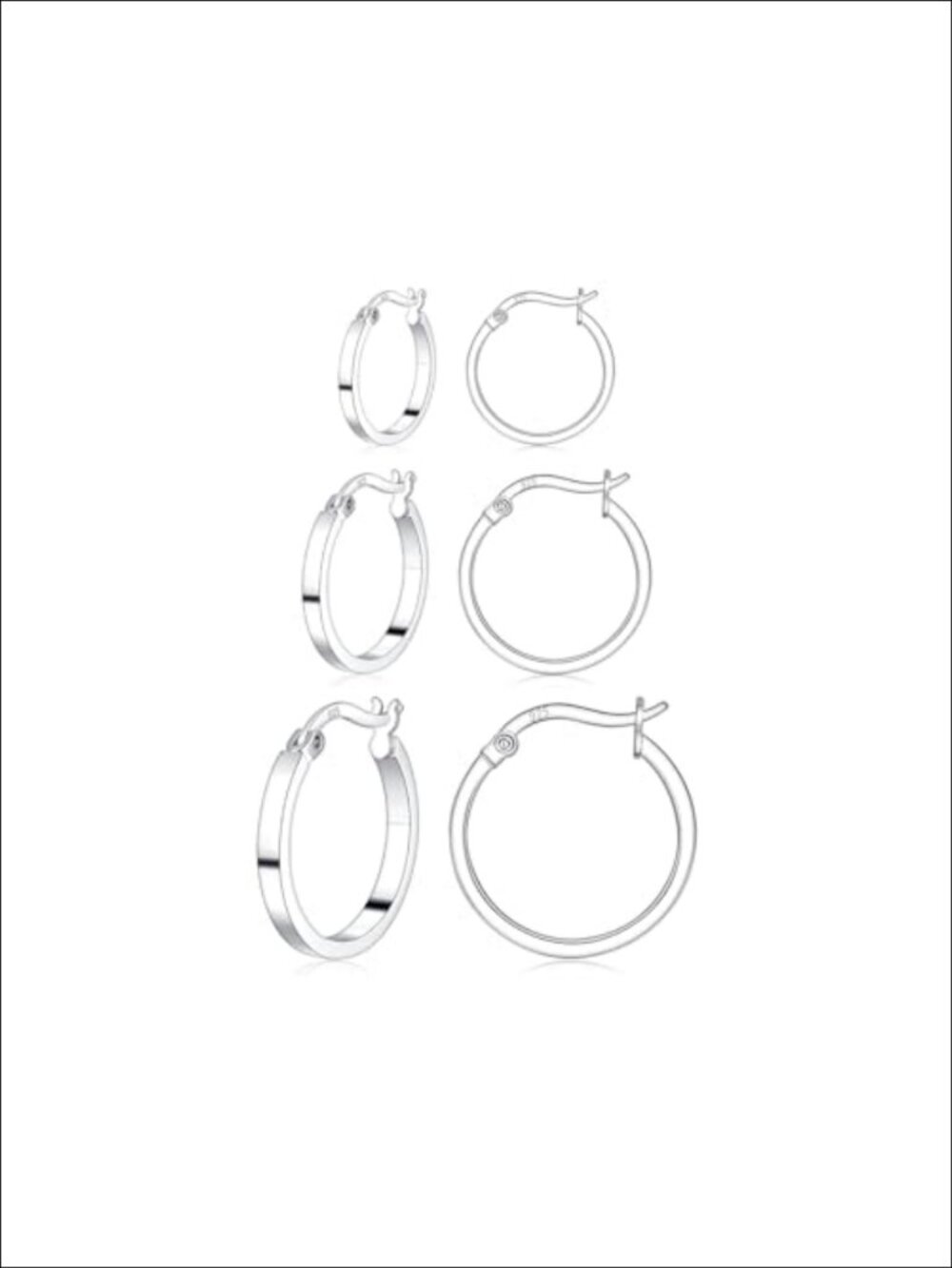 3 Pairs 925 Sterling Silver Hoop Earrings Set for Women 13/15/20mm